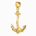 10K / 14K Yellow Gold 3-D Anchor with Rope Pendant - Product Photo