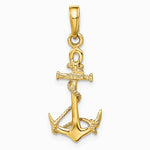 10K / 14K Yellow Gold 3-D Anchor with Shackle and Entwined Rope Pendant - Product Photo