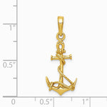 10K / 14K Yellow Gold 3-D Anchor with Shackle and Entwined Rope Pendant - Product Photo