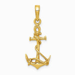 10K / 14K Yellow Gold 3-D Anchor with Shackle and Entwined Rope Pendant - Product Photo