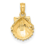 10K / 14K Yellow Gold Scallop Shell Pendant - Product Photo