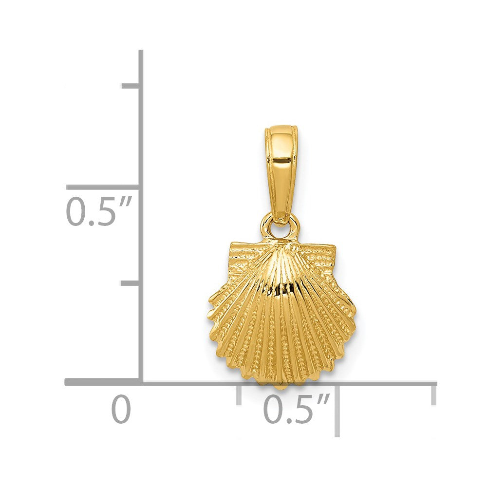 10K / 14K Yellow Gold Scallop Shell Pendant - Product Photo