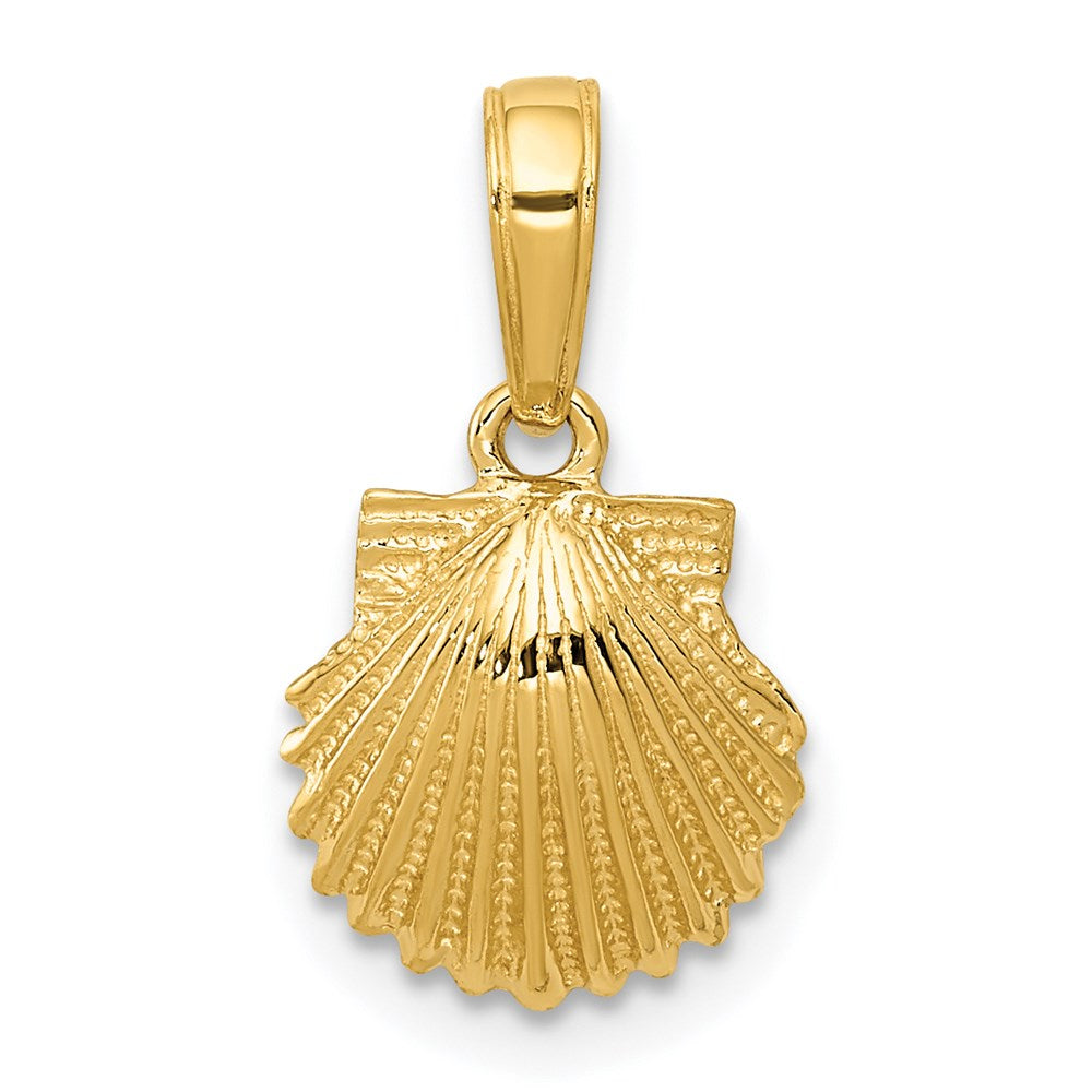 10K / 14K Yellow Gold Scallop Shell Pendant - Product Photo