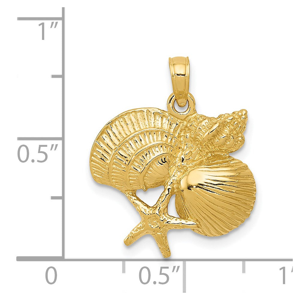 14k Four Shell Cluster Pendant - Product Photo