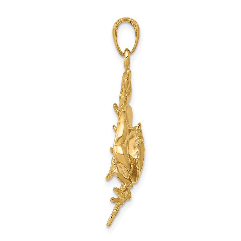 14k Stone Crab with Claw Extended Pendant - Product Photo