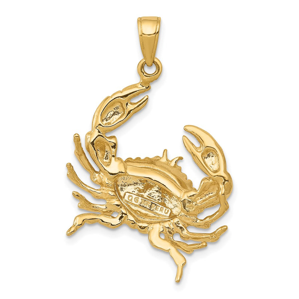 14k Stone Crab with Claw Extended Pendant - Product Photo