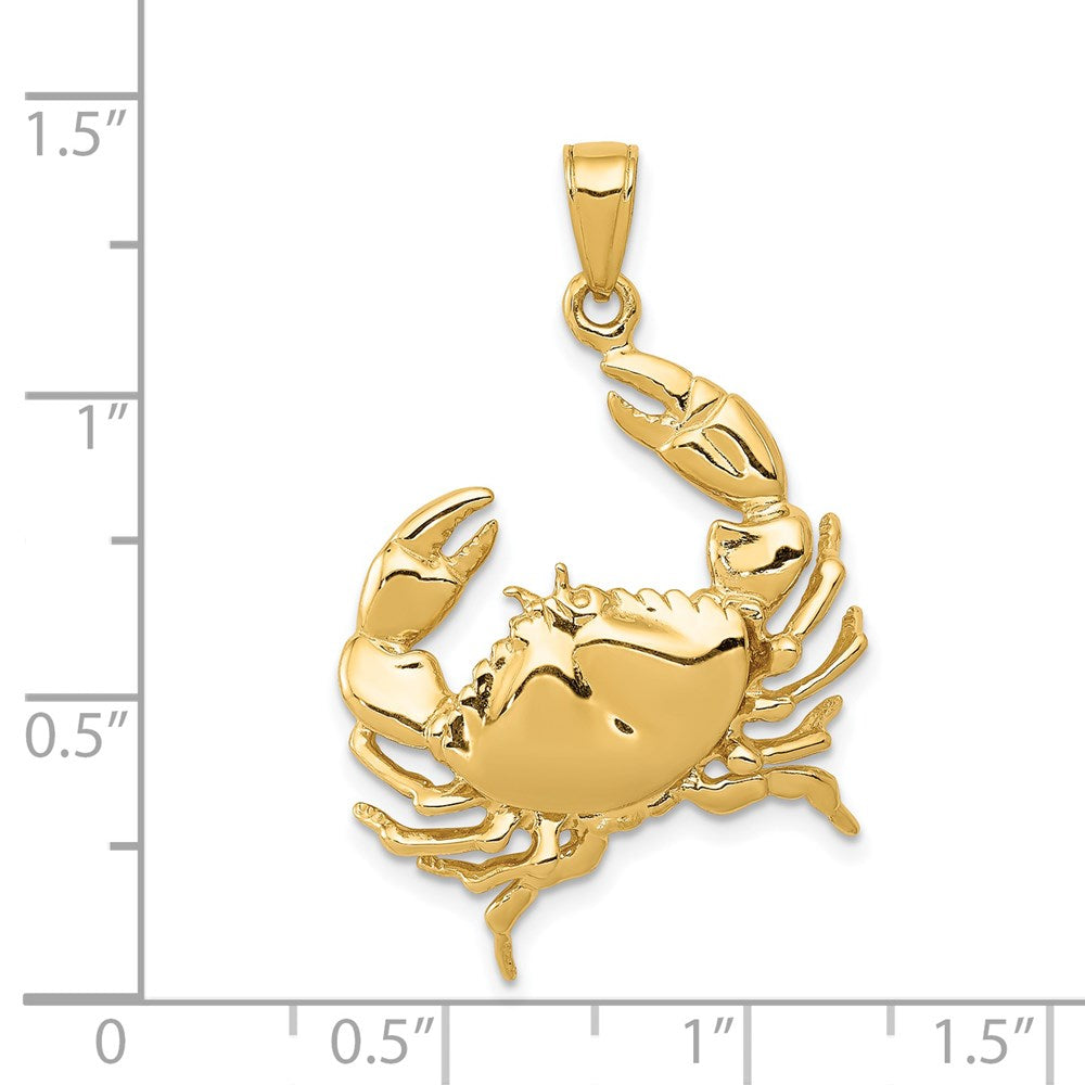 14k Stone Crab with Claw Extended Pendant - Product Photo