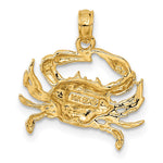 10K / 14K Yellow Gold Blue Crab Pendant - Product Photo
