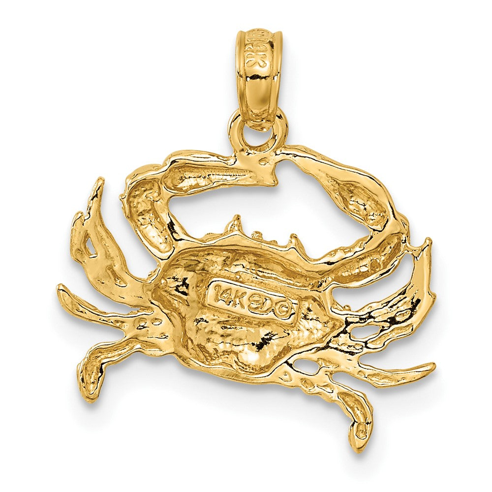 10K / 14K Yellow Gold Blue Crab Pendant - Product Photo