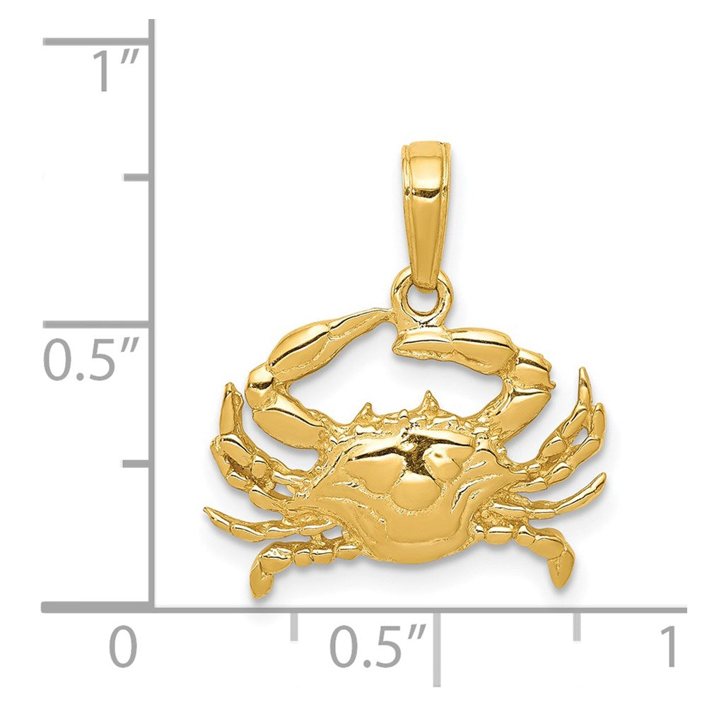 10K / 14K Yellow Gold Blue Crab Pendant - Product Photo