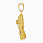 10K / 14K Yellow Gold Bass Fish Jumping Pendant - Product Photo