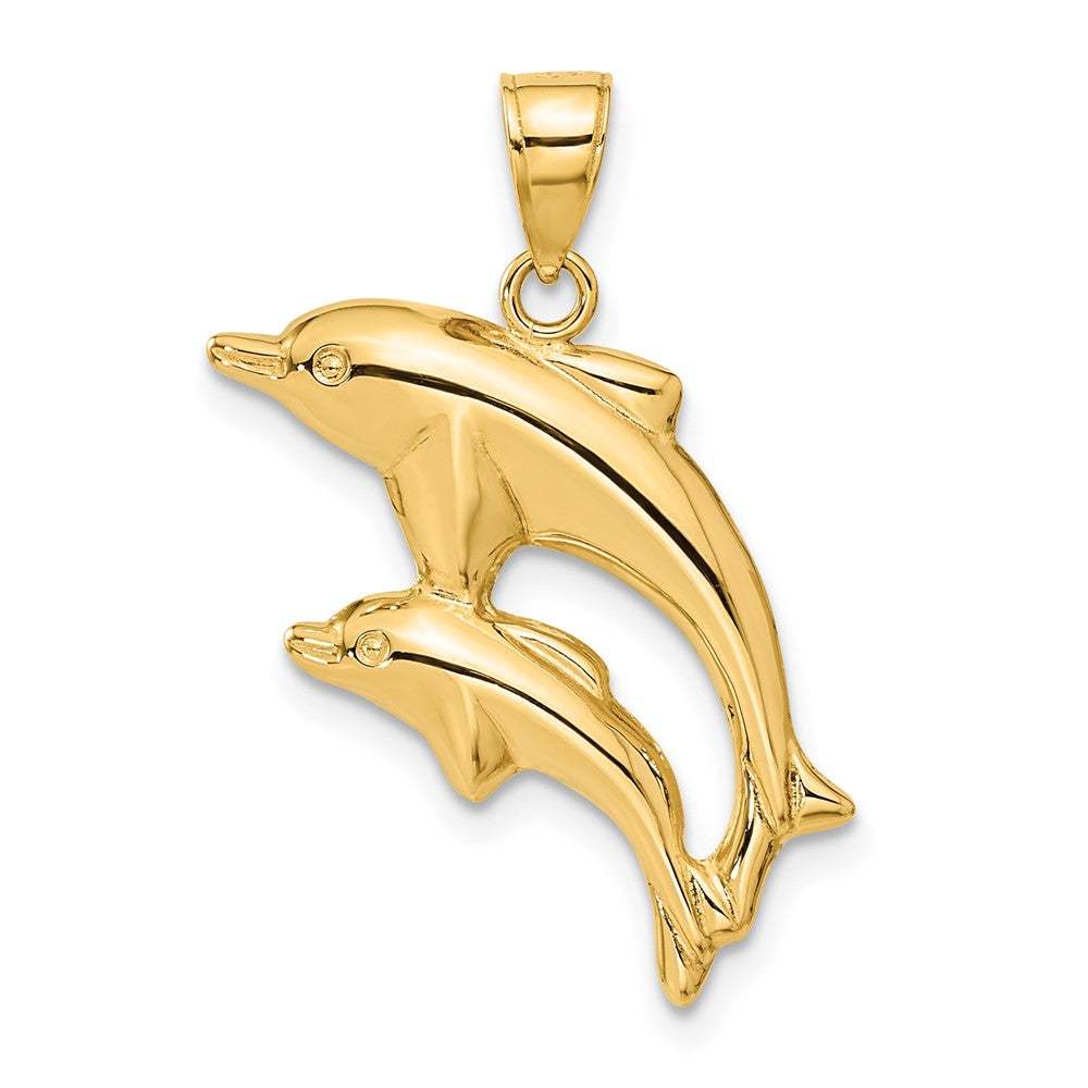 14k Dolphin Pair Pendant - Product Photo