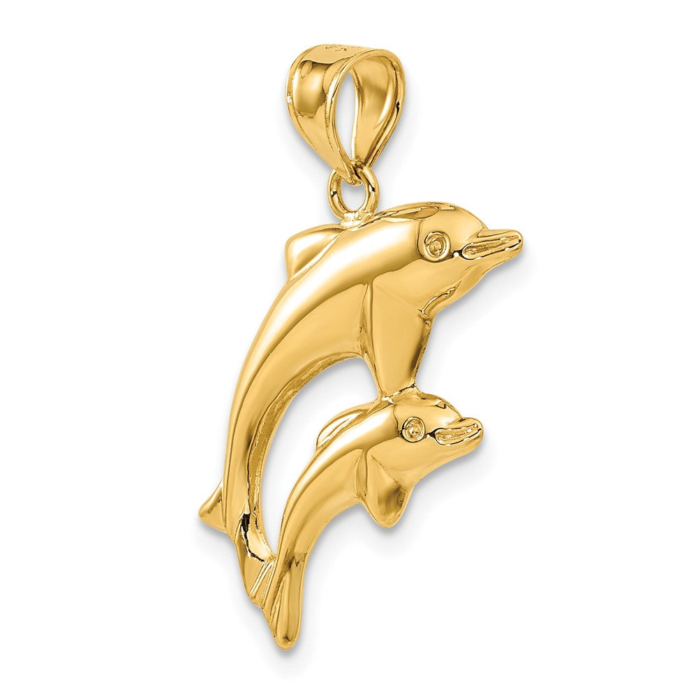 14k Dolphin Pair Pendant - Product Photo