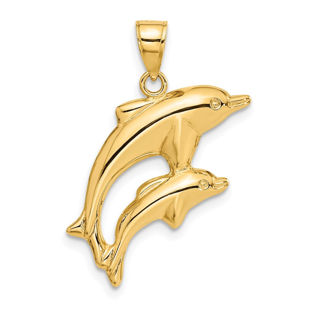 14k Dolphin Pair Pendant - Product Photo