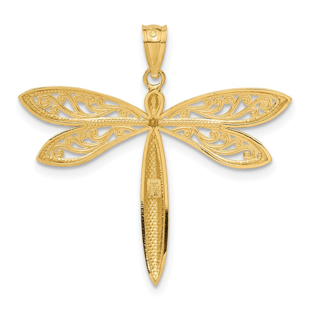 14k with Rhodium Dragonfly Pendant - Product Photo