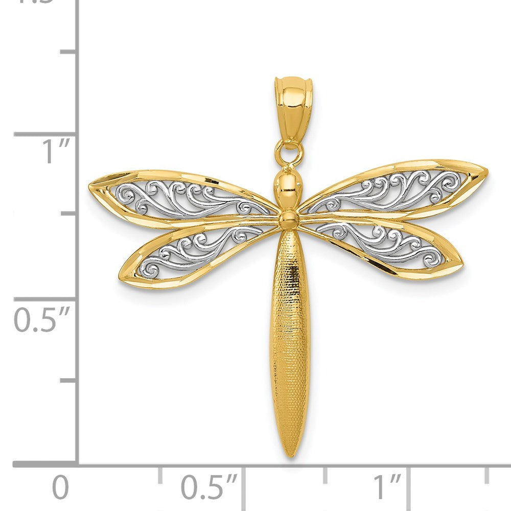 14k with Rhodium Dragonfly Pendant - Product Photo