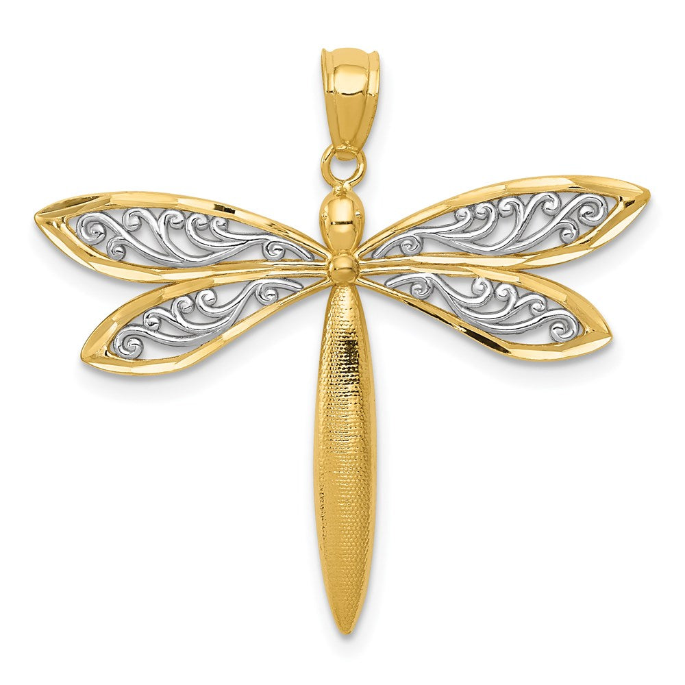 14k with Rhodium Dragonfly Pendant - Product Photo