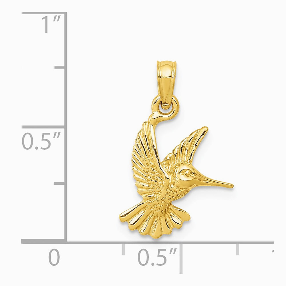 10K / 14K Yellow Gold Hummingbird Charm - Product Photo