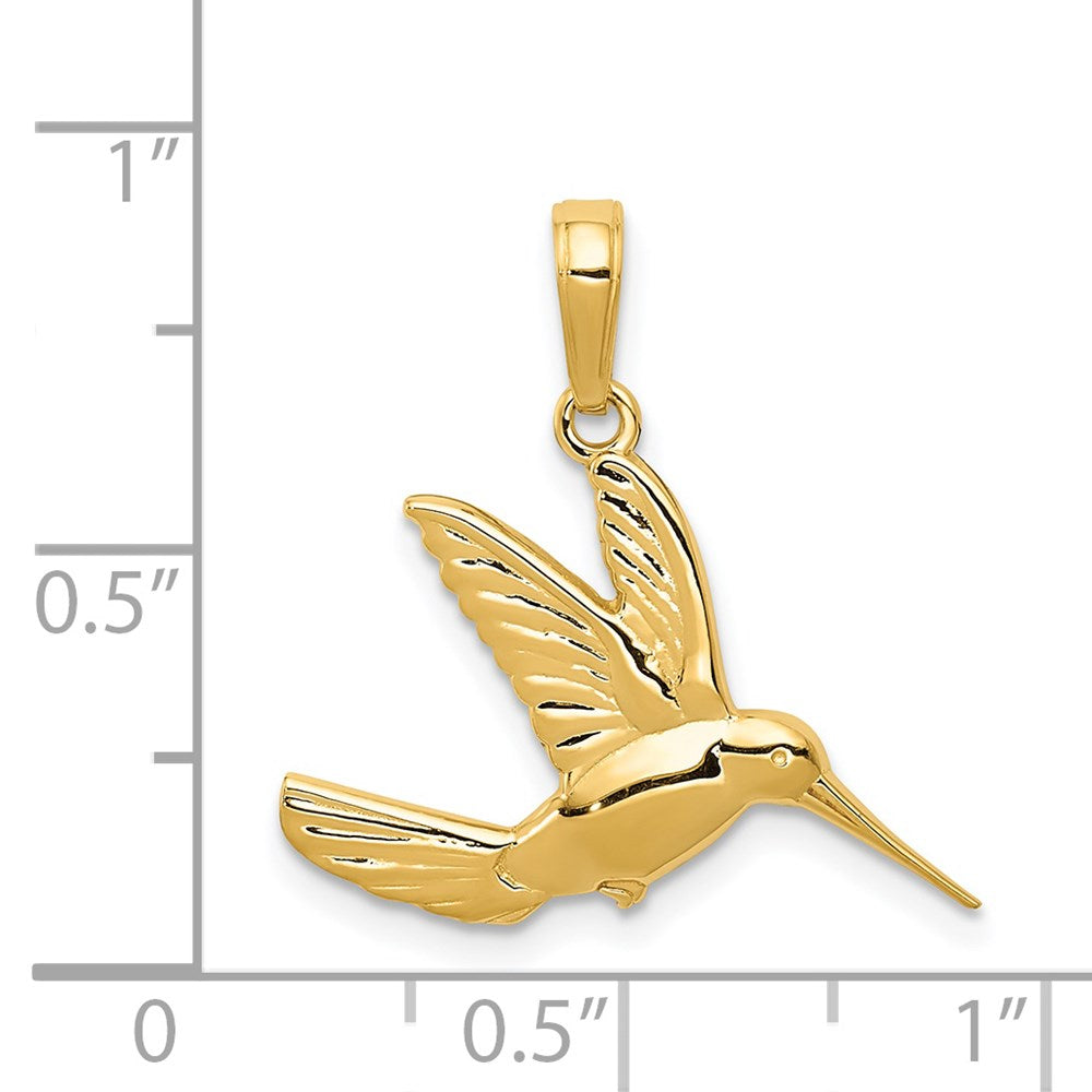 10K / 14K Yellow Gold Hummingbird in Flight Pendant - Product Photo