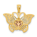 14k Two-tone w/White Rhodium Butterflyw/Heart Pendant - Product Photo