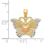 14k Two-tone w/White Rhodium Butterflyw/Heart Pendant - Product Photo