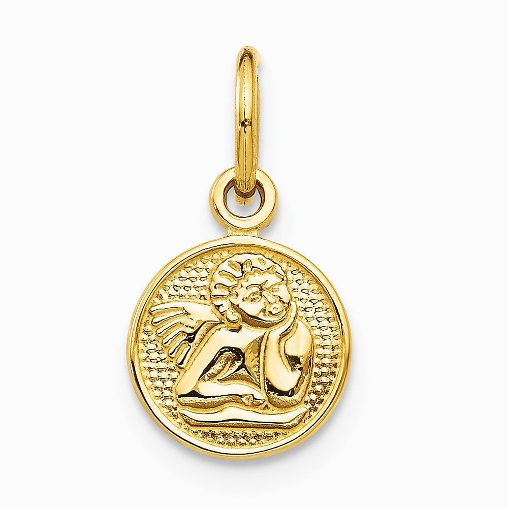 14K Yellow Gold Small Polished Angel Charm