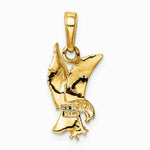 10K / 14K Yellow Gold Eagle Landing Pendant - Product Photo