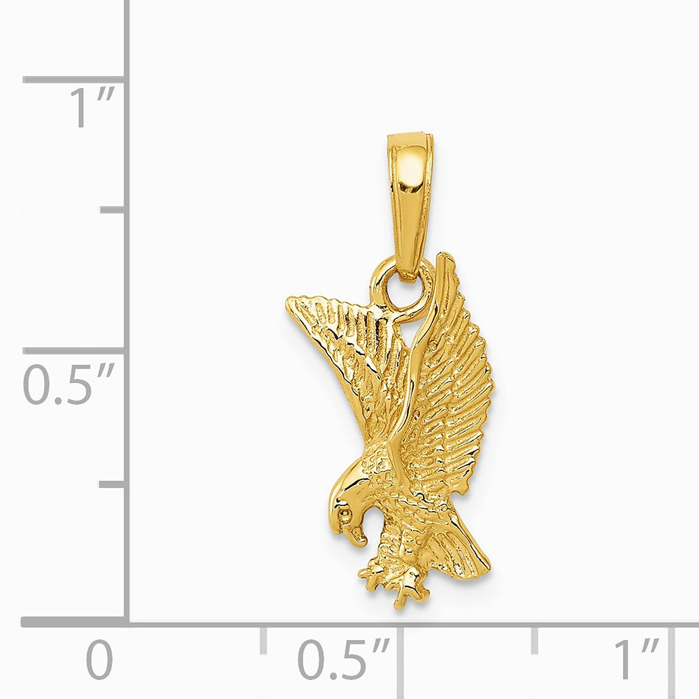 10K / 14K Yellow Gold Eagle Landing Pendant - Product Photo