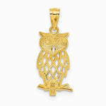 14K Yellow & Rhodium w/ Rhodium Owl Pendant - Product Photo