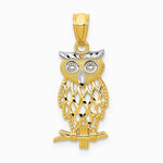 14K Yellow & Rhodium w/ Rhodium Owl Pendant - Product Photo