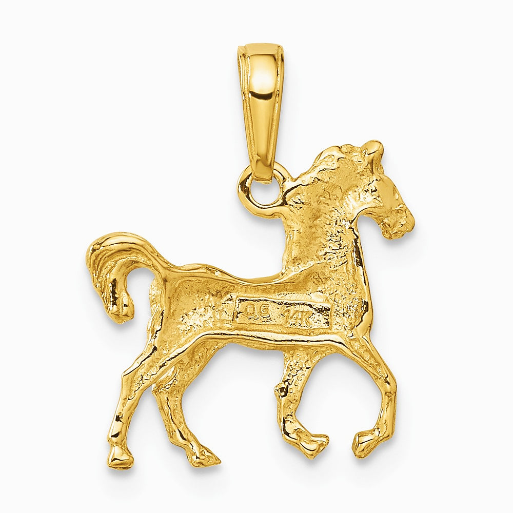 10K / 14K Yellow Gold Standing Horse Pendant - Product Photo