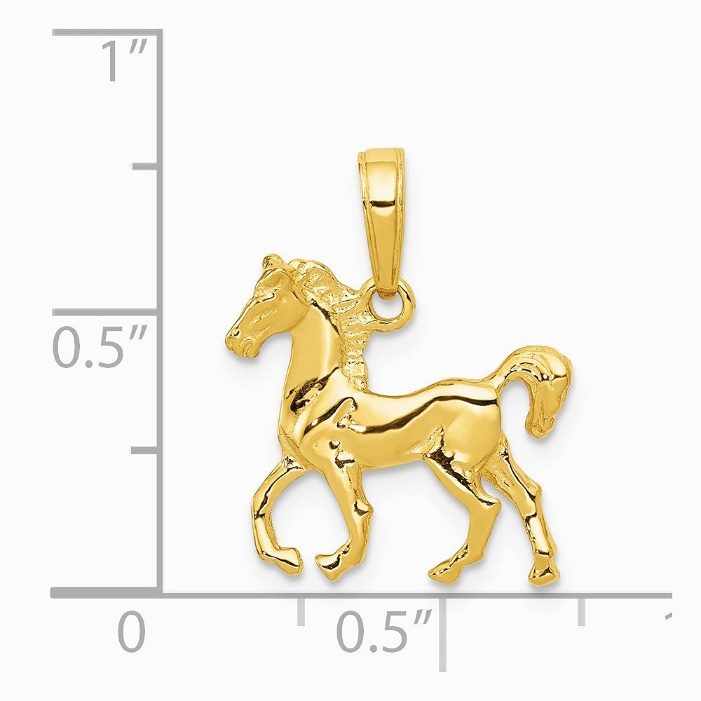 10K / 14K Yellow Gold Standing Horse Pendant - Product Photo