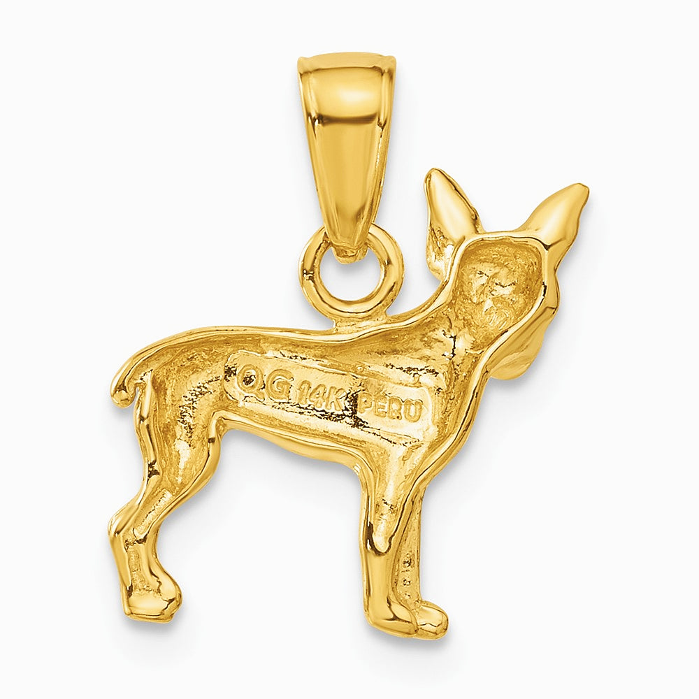 10K / 14K Yellow Gold Chihuahua Dog Pendant - Product Photo