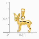 10K / 14K Yellow Gold Chihuahua Dog Pendant - Product Photo