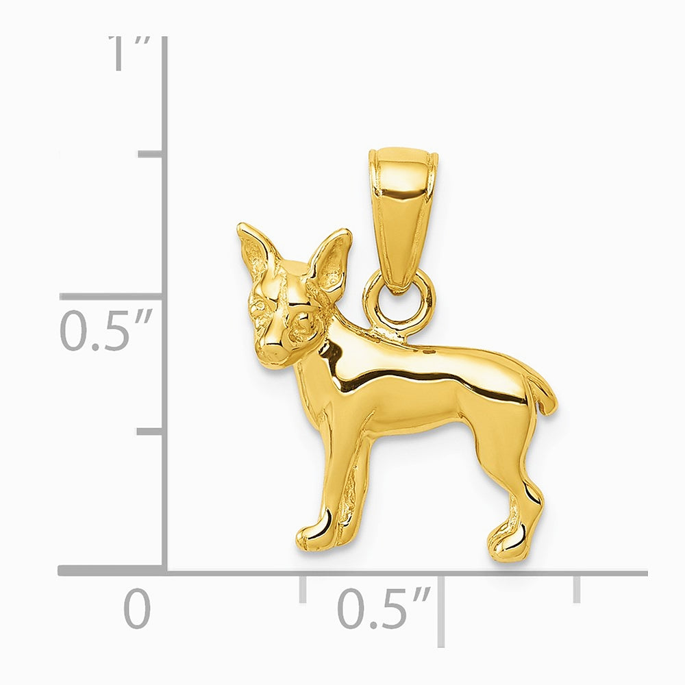 10K / 14K Yellow Gold Chihuahua Dog Pendant - Product Photo