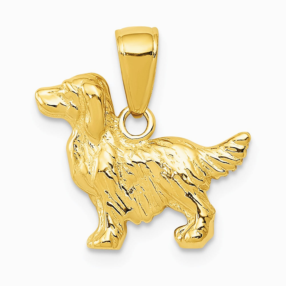 10K / 14K Yellow Gold Springer Spaniel Dog Pendant - Product Photo