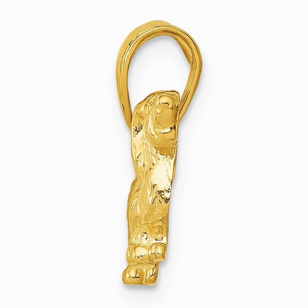10K / 14K Yellow Gold Long-Haired Dachshund Dog Pendant - Product Photo