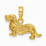 10K / 14K Yellow Gold Long-Haired Dachshund Dog Pendant - Product Photo