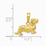 10K / 14K Yellow Gold Long-Haired Dachshund Dog Pendant - Product Photo