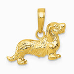 10K / 14K Yellow Gold Long-Haired Dachshund Dog Pendant - Product Photo