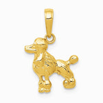 10K / 14K Yellow Gold Poodle Dog Pendant - Product Photo