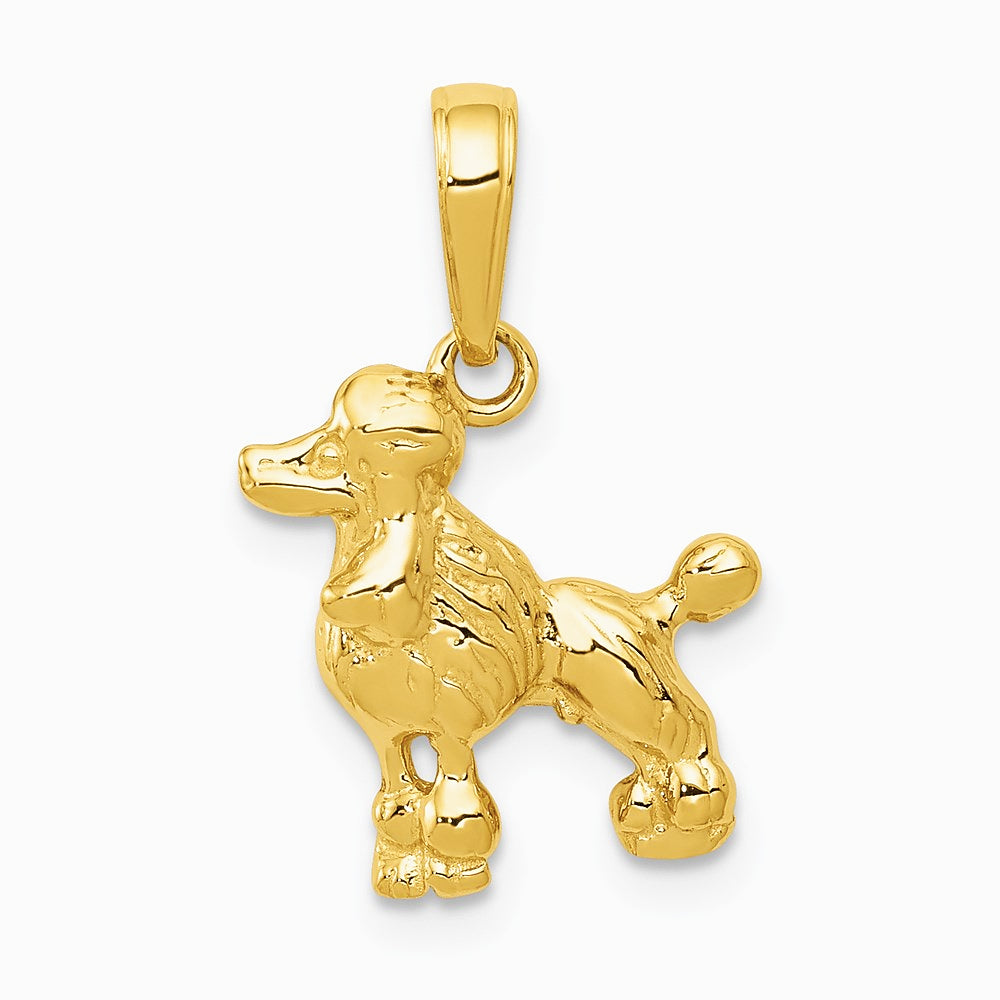10K / 14K Yellow Gold Poodle Dog Pendant - Product Photo