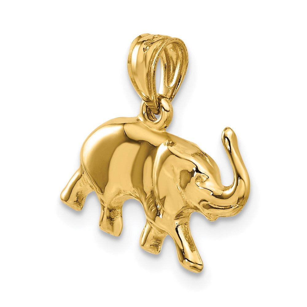 10K / 14K Yellow Gold 3-D Elephant Pendant - Product Photo