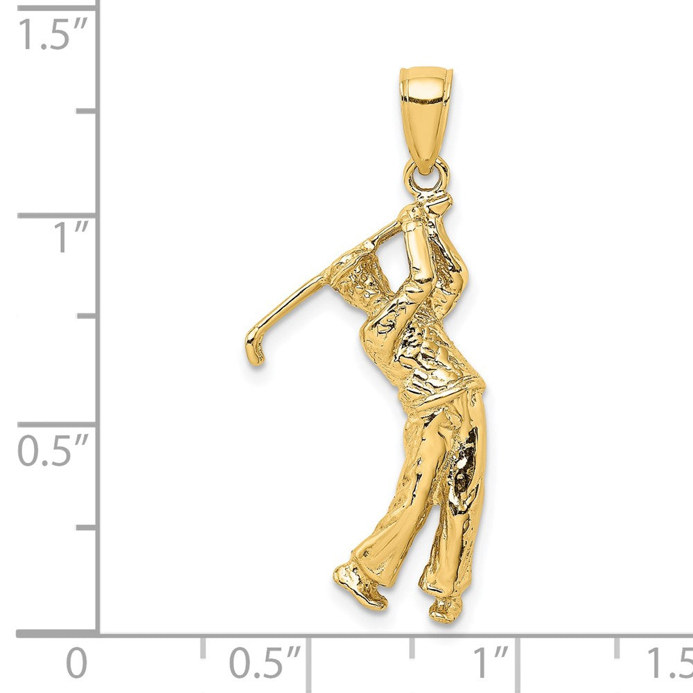14k 3-D Golfer in Swing Charm - Product Photo