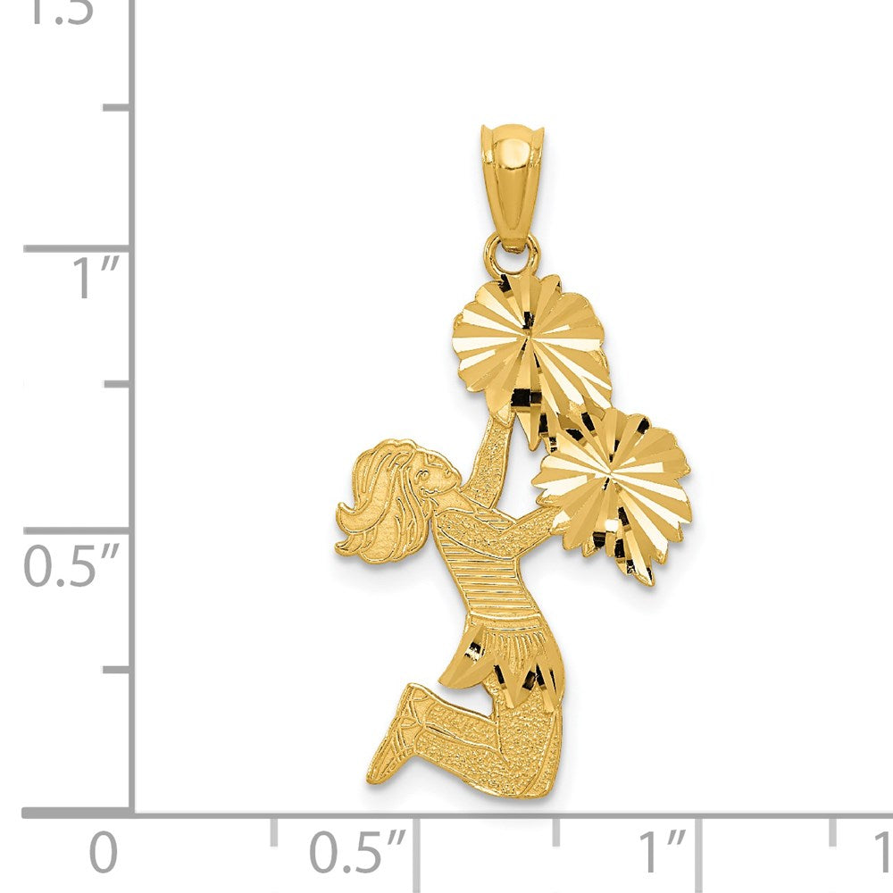 14k Diamond Cut Cheerleader Charm - Product Photo