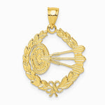 10K / 14K Yellow Gold Dart Board and Darts in Leaf Design Charm - Product Photo