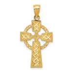 14K Yellow Gold Diamond-cut Celtic Cross Pendant - Product Photo