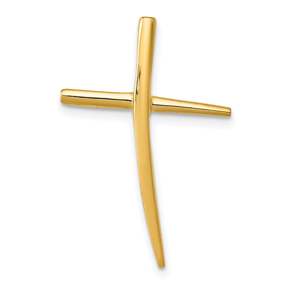 14K Polished Curved Cross Chain Slide - Product Photo