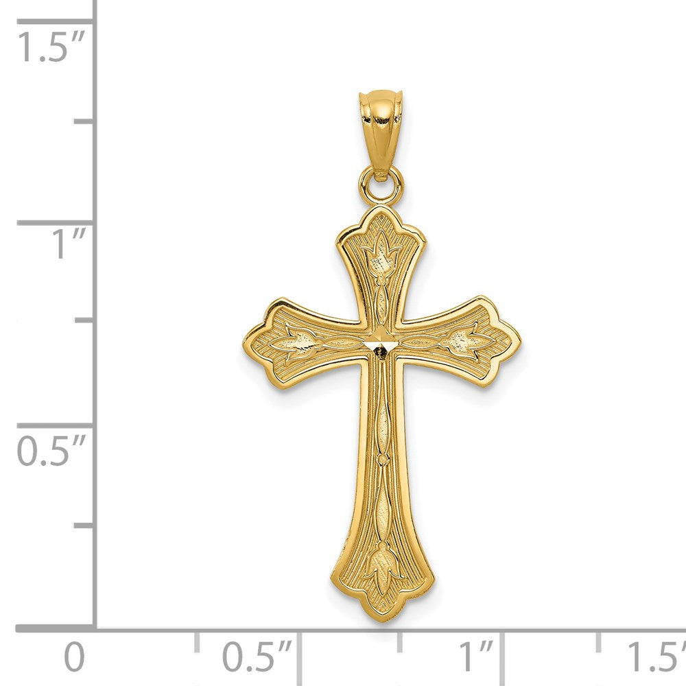 14k Diamond-cut Cross Pendant - Product Photo