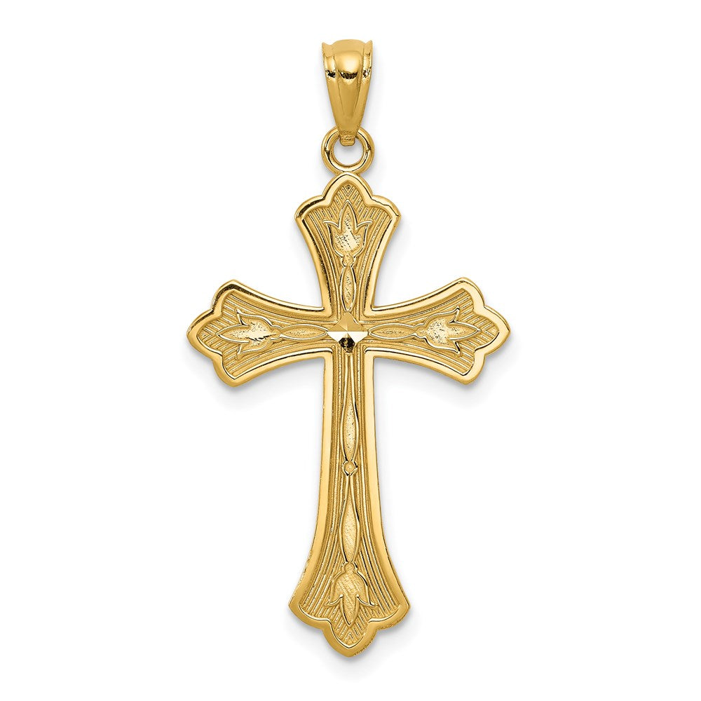 14k Diamond-cut Cross Pendant - Product Photo